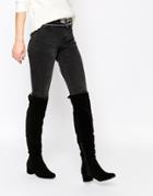 Truffle Collection Luan Square Toe Over The Knee Boots - Black Suede