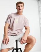 Topman Oversized Fit Overdyed T-shirt With Survivor Print In Dusty Pink