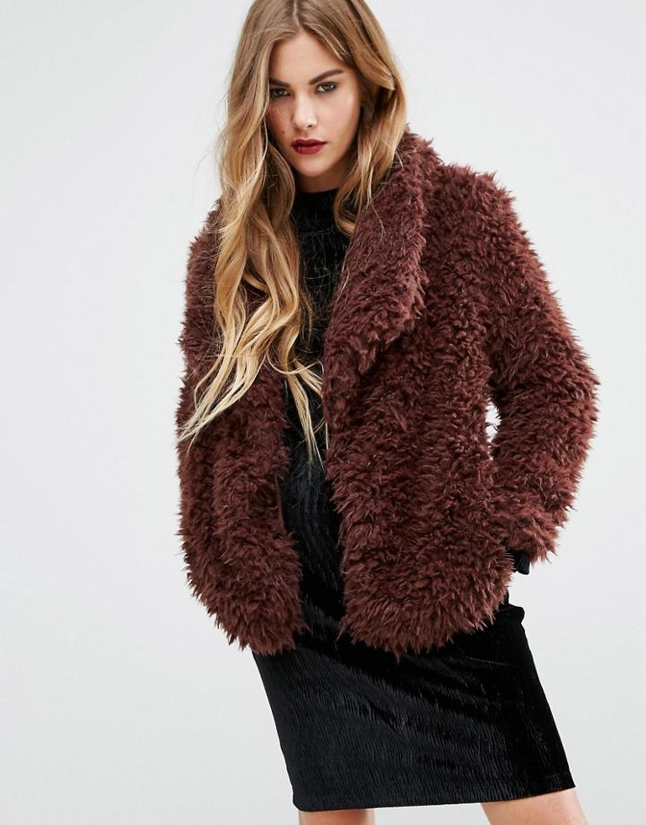 First & I Soft Touch Fur Jacket - Purple