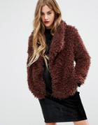 First & I Soft Touch Fur Jacket - Purple
