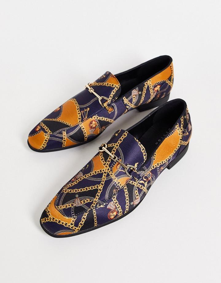 Asos Design Loafers In Baroque Print-black