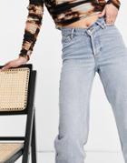 Topshop Kort Cotton Blend Jeans With V-waistband In Bleach-blues