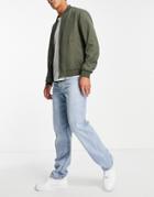 Asos Design Classic Rigid Jeans With Elasticated Waist In Light Wash Blue-blues