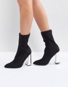 Public Desire Wayward Metallic Heel Ankle Boots - Black