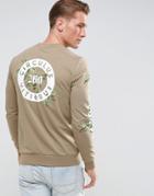 Asos Muscle Sweatshirt With Printed Back & Sleeves - Beige