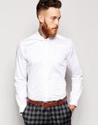Noose & Monkey Shirt With Penny Collar In Skinny Fit - White