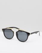 Pieces Sunglasses With Metal Brow Bar - Black