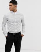 Asos Design Skinny Fit Shirt With Ditsy Print In White - White