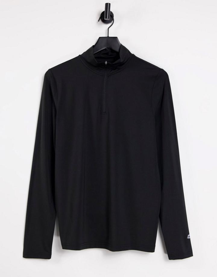 Asos 4505 Muscle Fit Long Sleeve Workout T-shirt With Quarter Zip-black