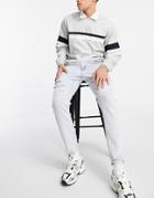 Asos Design Stretch Slim Jeans In 90s Bleach Wash With Rips-blues