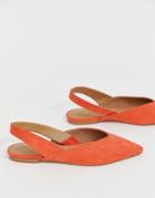 Asos Design Leisure High Vamp Slingback Ballet Flats - Pink