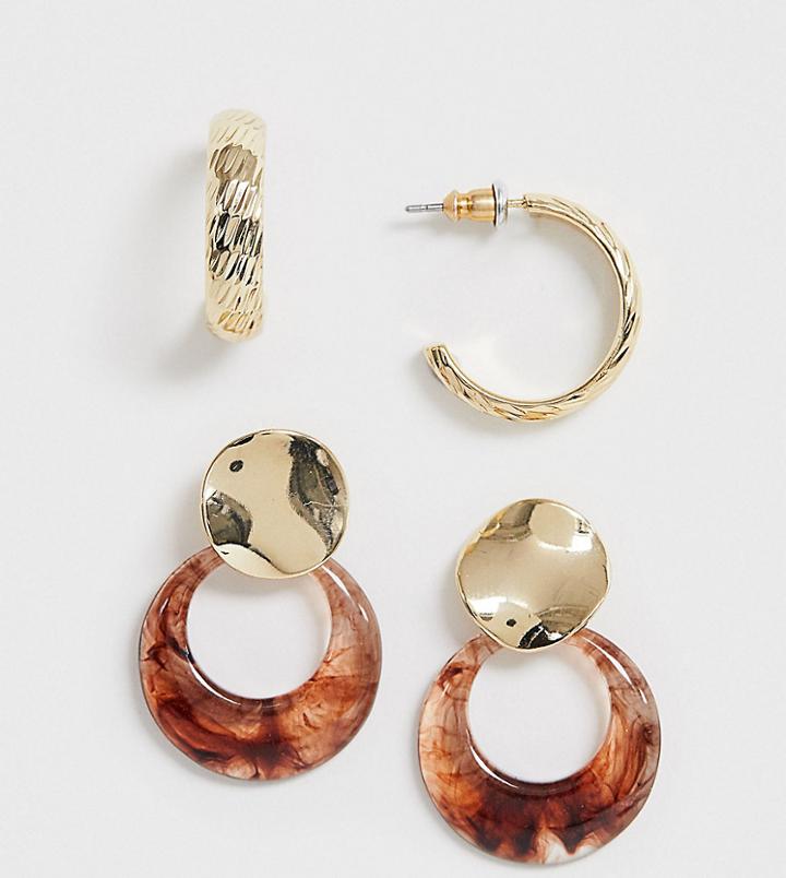 Reclaimed Vintage Inspired Earring Pack With Gold And Tort Hoop - Multi