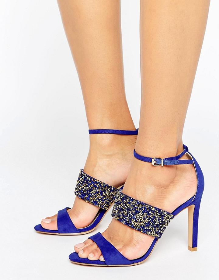 Forever Unique Willow Multi Strap Heeled Embellished Sandal - Blue