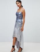 Chi Chi London Sequin Embellished Cami Strap Midi Dress With Fluted Hem - Multi