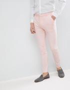 Asos Wedding Super Skinny Smart Pants In Peach Velvet - Pink