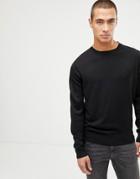 French Connection Plain Logo Crew Neck Knit Sweater-black