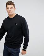 Fred Perry Crew Neck Tipped Cuff Sweat In Black - Black