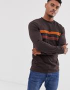 Asos Design Long Sleeve T-shirt With Contrast Panels In Brown - Brown