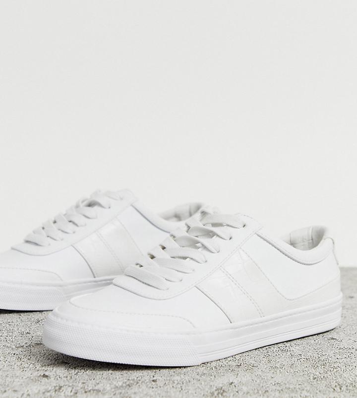 Asos Design Destine Retro Lace Up Sneakers In White - White
