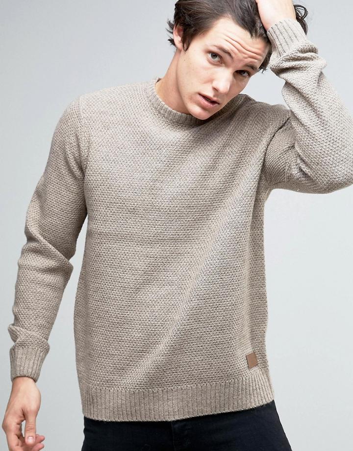 Threadbare Waffle Knit Sweater - Beige