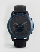 Fossil Fs5342 Grant Chronograph Leather Watch In Black - Black
