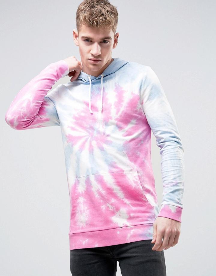 Asos Muscle Fit Hoodie In Tye Dye - Multi