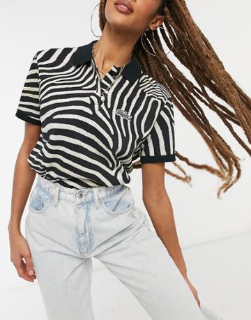 Lacoste X National Geographic Polo Shirt In Zebra-black
