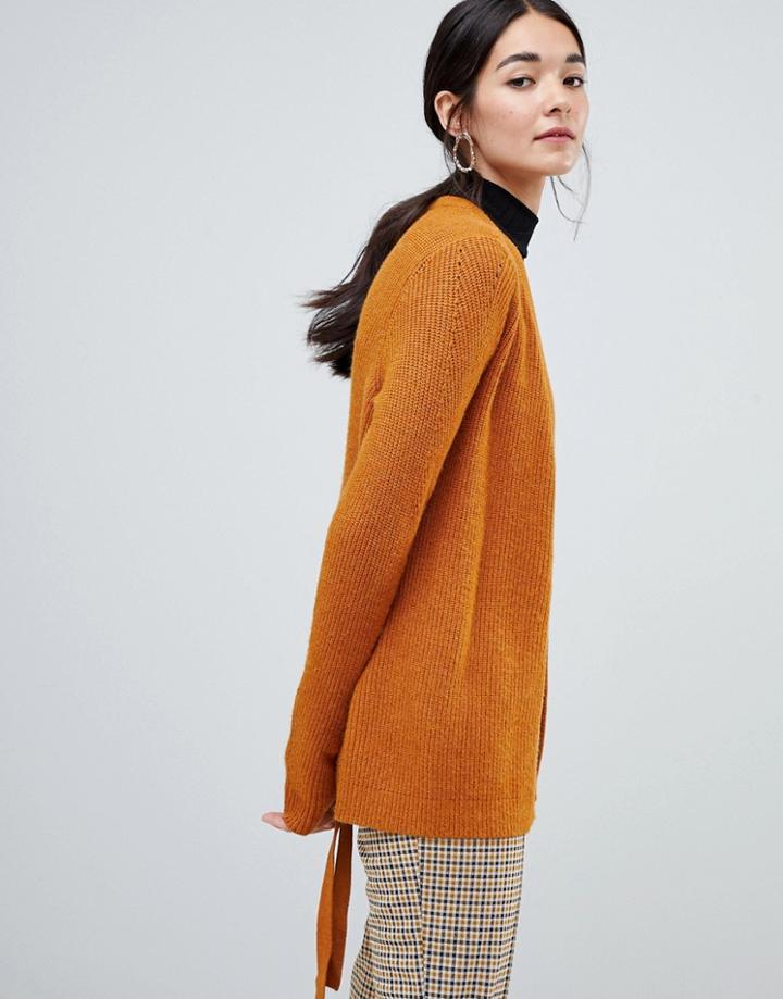 Vila Tie Waist Cardigan - Tan