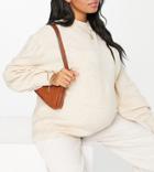 Asos Design Maternity Boxy Sweater With Crew Neck In Oatmeal-neutral