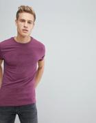 Asos Design Muscle Fit Crew Neck T-shirt With Roll Sleeve In Purple - Purple