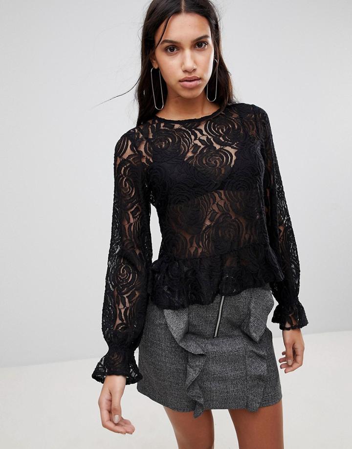 Y.a.s Sunflower Lace Blouse - Black