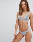 Rvca Pipeline Triangle Gray Marl Bikini Top - Gray