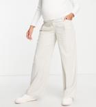 Asos Design Maternity Wide Leg Linen Pants In Oatmeal-neutral