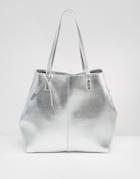 Asos Structured Metallic Shopper Bag - Gray