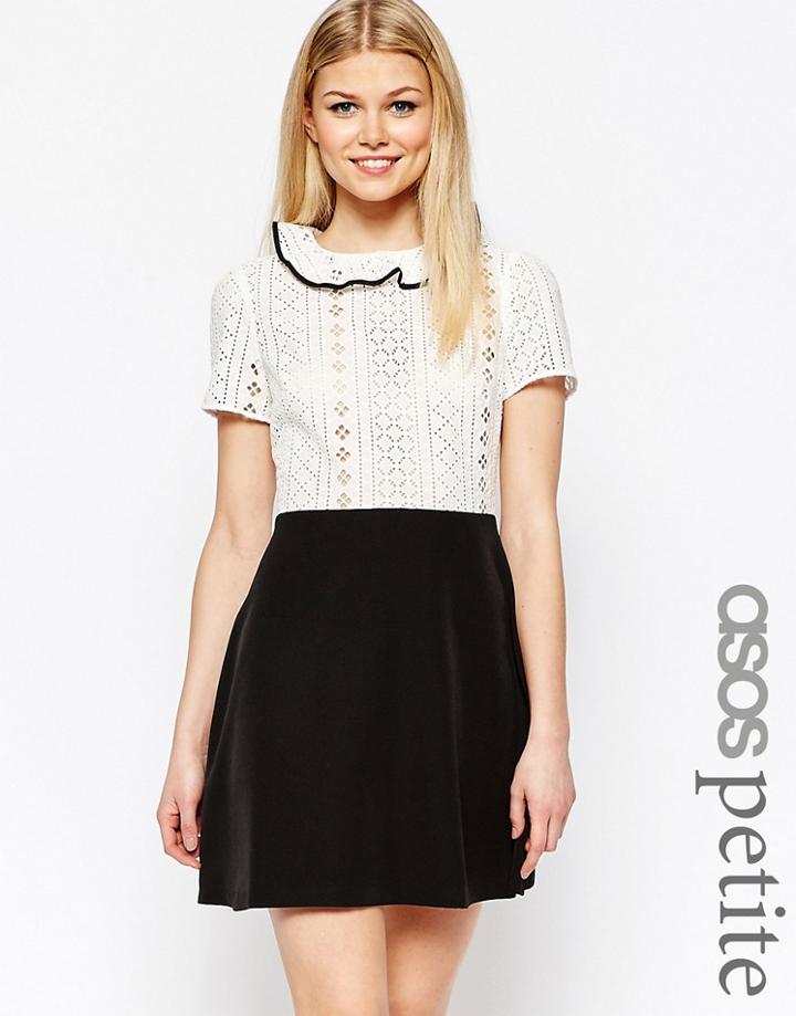 Asos Petite Broderie Shirt Dress - Multi