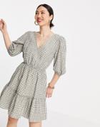 Mango Gingham Wrap Dress In Beige-neutral