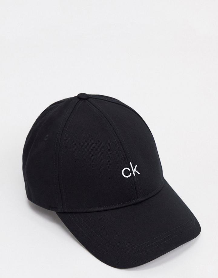 Calvin Klein Centre Logo Cap In Black
