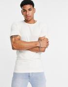 Asos Design Muscle Fit T-shirt With Crew Neck In Cream - Beige-neutral