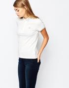 Fred Perry Pique Polo With Polka Dot Collar - White