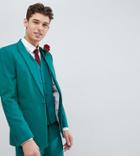 Asos Design Tall Wedding Skinny Suit Jacket With Square Hem In Forest Green - Green