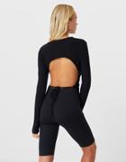 Stradivarius Open Back Long Sleeve T-shirt In Black
