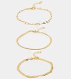 Asos Design Pack Of 3 14k Gold Plated Fine Bracelets In Mixed Chain In Gold Tone