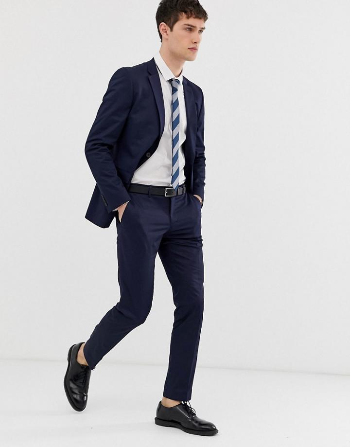 Esprit Slim Fit Suit Pants In Navy - Navy