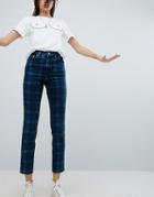 Asos Farleigh High Waist Slim Mom Jeans In Check Print - Multi