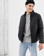 D-struct Quilted Lightweight Funnel Neck Padded Jacket - Black