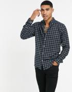 Selected Homme Flannel Shirt In Dark Blue Check
