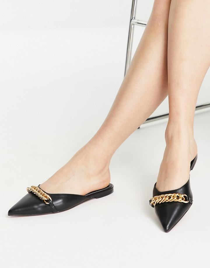 Asos Design Lawful Chain Flat Mules In Black