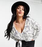 River Island Plus Button Up Jersey Shacket In Gray-grey