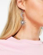 Designb Earrings With Moon And Sun Drop In Silver Tone