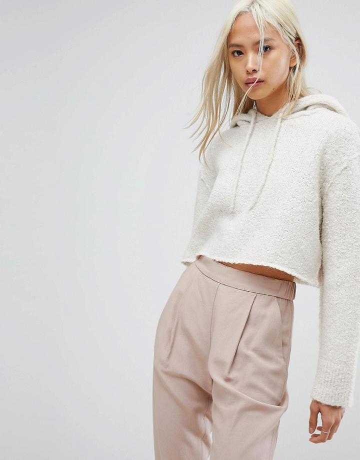 Allsaints Ava Fluffy Cropped Hoodie - Cream